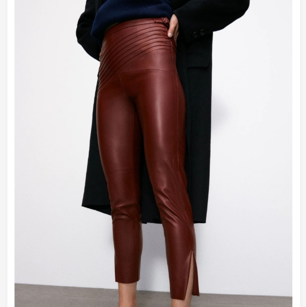 ZARA BROWN FAUX LEATHER LEGGINGS